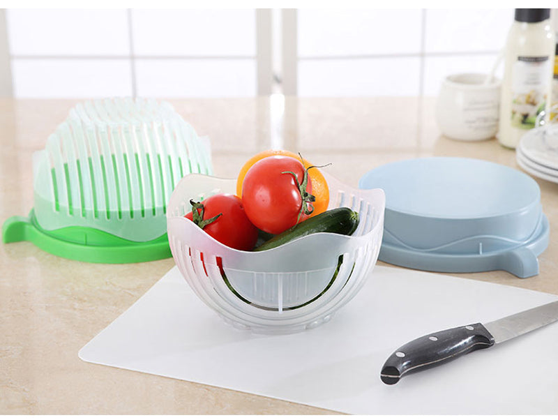Ingenious Salad Cutter Strainer Bowl