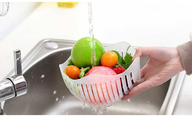Ingenious Salad Cutter Strainer Bowl