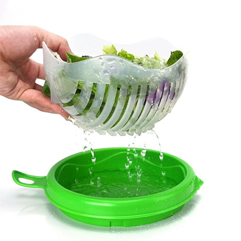 Ingenious Salad Cutter Strainer Bowl