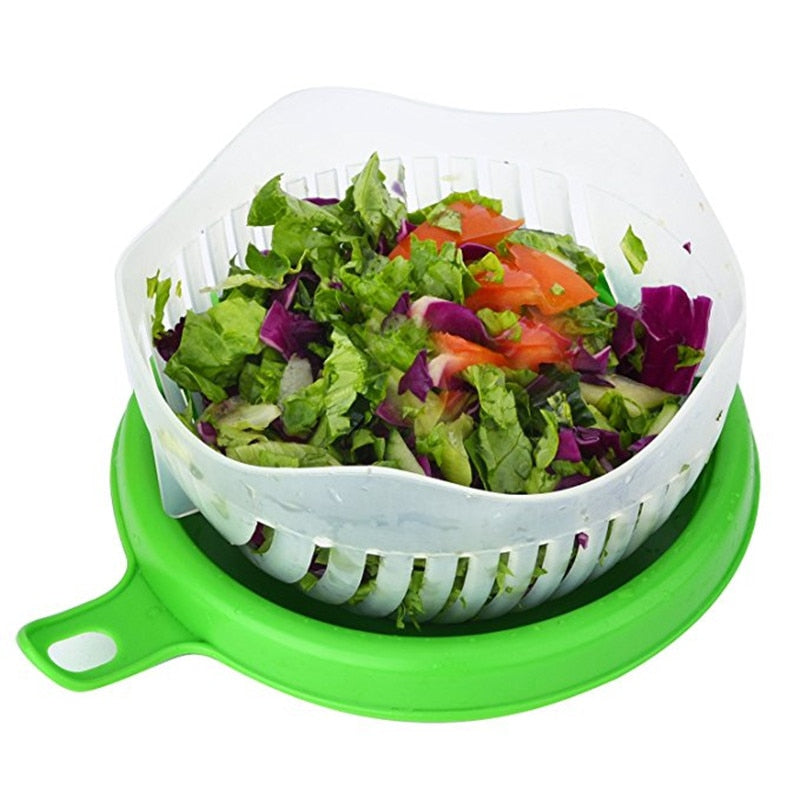 Ingenious Salad Cutter Strainer Bowl