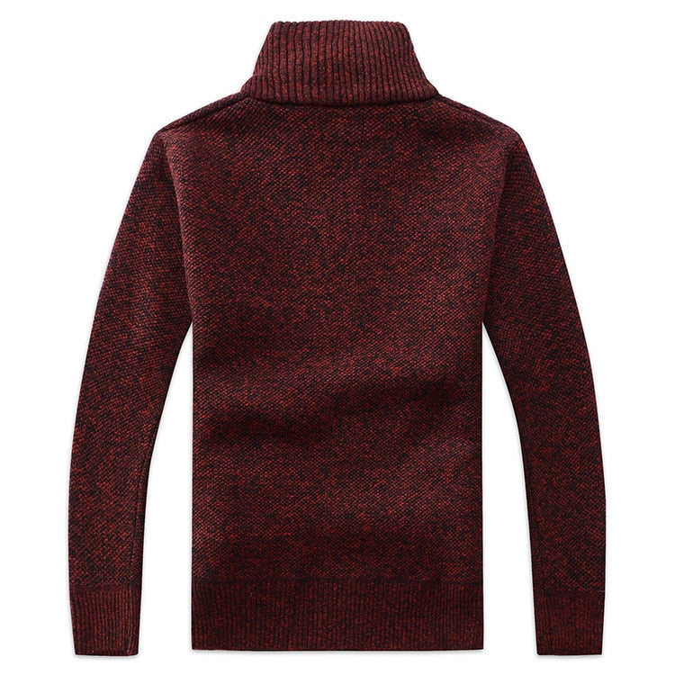 Autumn Winter Men's Faux Fur Wool Zipper Sweater Coat