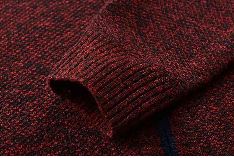 Autumn Winter Men's Faux Fur Wool Zipper Sweater Coat