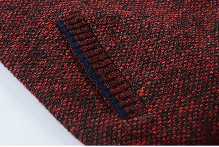 Autumn Winter Men's Faux Fur Wool Zipper Sweater Coat