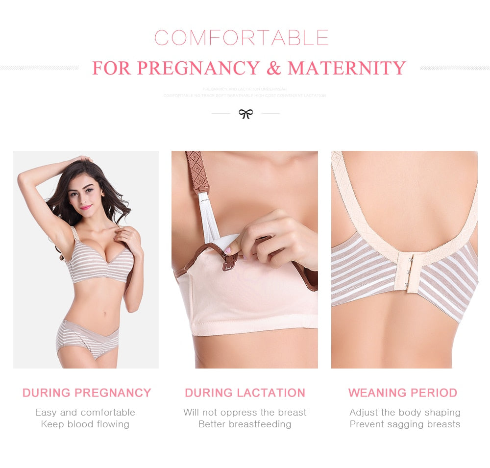 Cotton Maternity Nursing Bras with Brief set