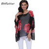 Image of Plus Size Floral Print Chiffon Wearover Blouse