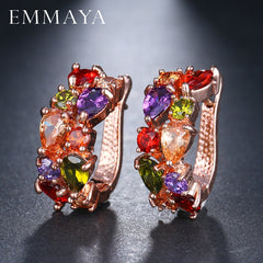 Luxury Rose Gold Color Cubic Zircon Ear Studs