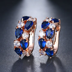 Luxury Rose Gold Color Cubic Zircon Ear Studs