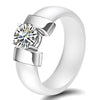 Image of Modern Cubic Zirconia Ceramic Rings For Women in Gold, White or Black Color