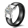 Image of Modern Cubic Zirconia Ceramic Rings For Women in Gold, White or Black Color