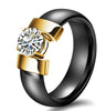 Image of Modern Cubic Zirconia Ceramic Rings For Women in Gold, White or Black Color