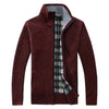 Image of Autumn Winter Men's Faux Fur Wool Zipper Sweater Coat