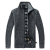 Image of Autumn Winter Men's Faux Fur Wool Zipper Sweater Coat