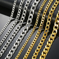 Men's Miami Cuban Stainless Steel Link Chain Necklace in Gold or Silver Tone