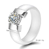 Image of Modern Cubic Zirconia Ceramic Rings For Women in Gold, White or Black Color